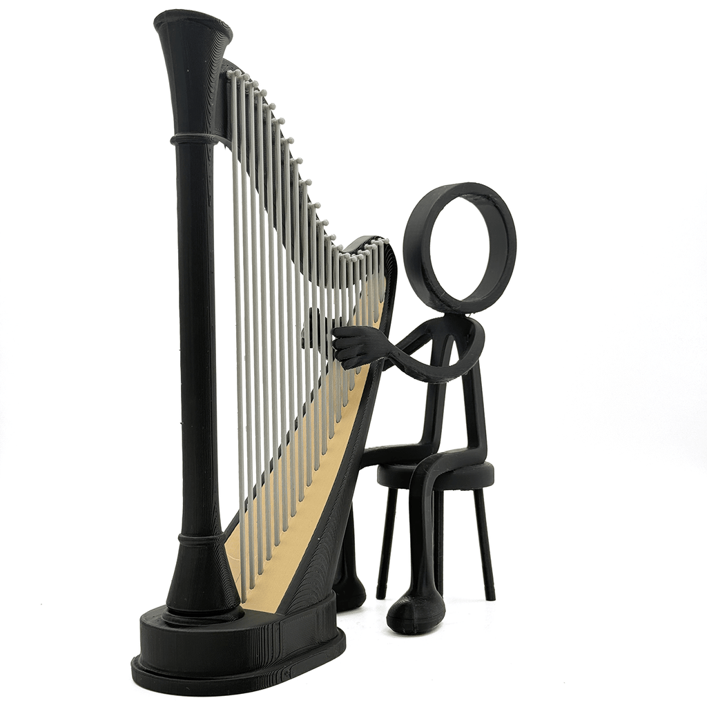 Stickyman Harpspeler – Minimalistische Muziekdecoratie met Harp - 3dbende
