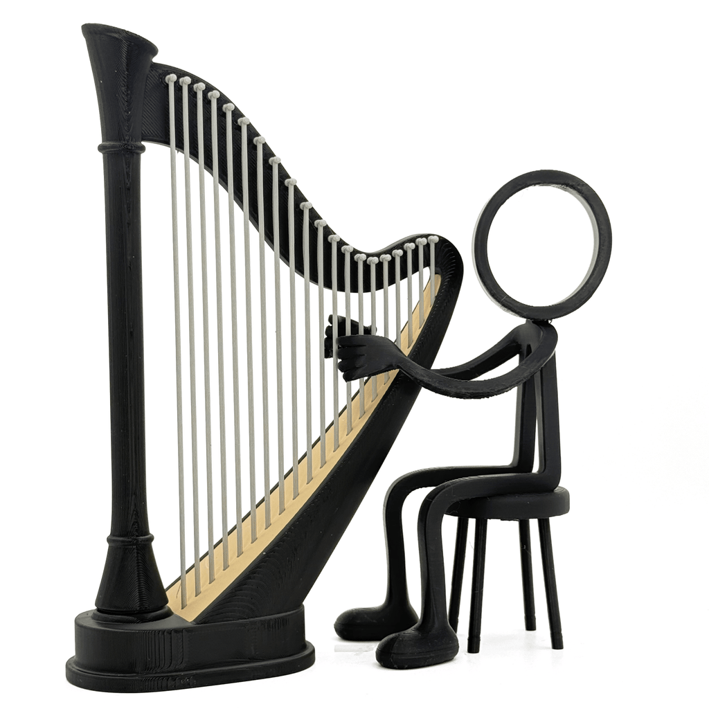 Stickyman Harpspeler – Minimalistische Muziekdecoratie met Harp - 3dbende