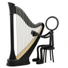 Stickyman Harpspeler – Minimalistische Muziekdecoratie met Harp - 3dbende