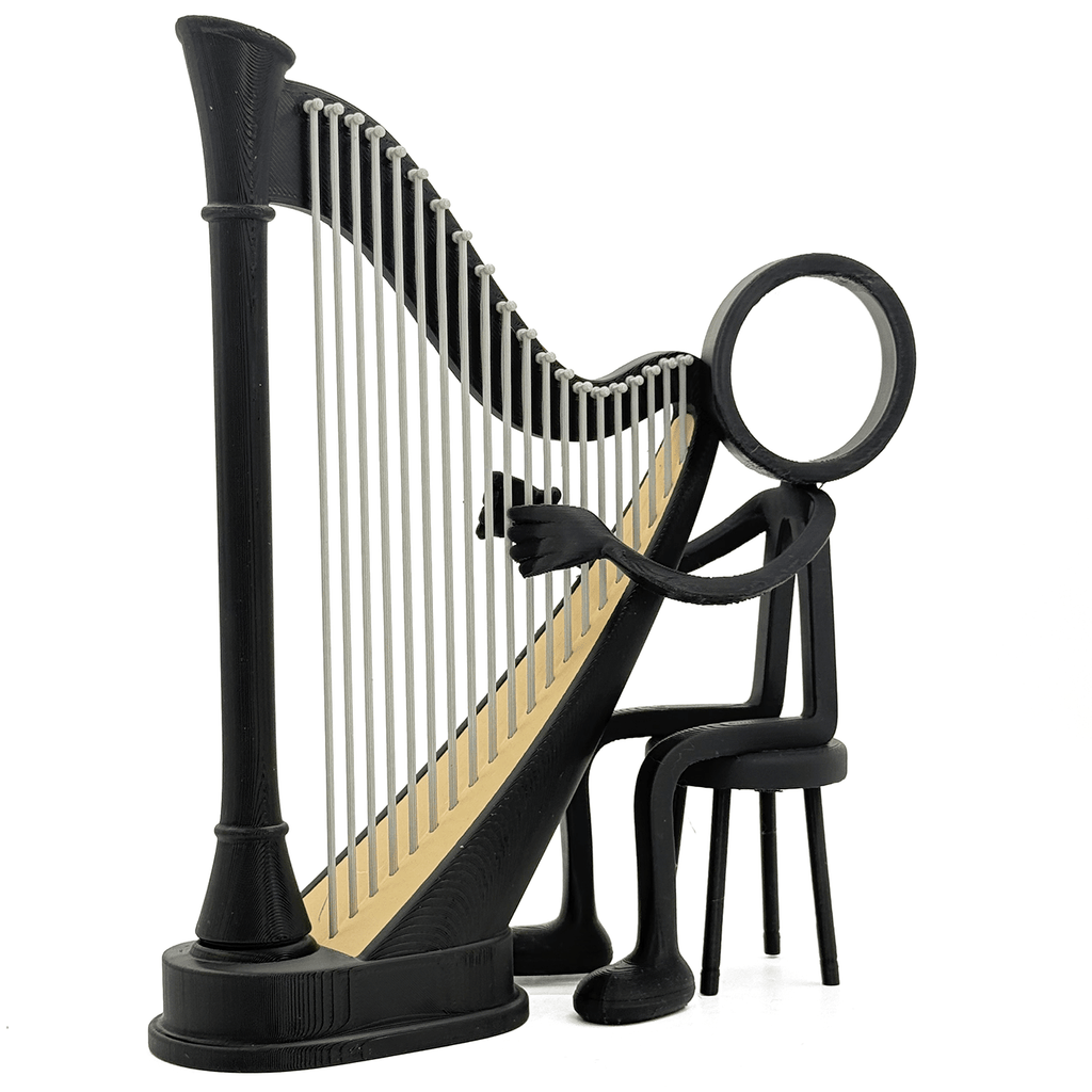 Stickyman Harpspeler – Minimalistische Muziekdecoratie met Harp - 3dbende