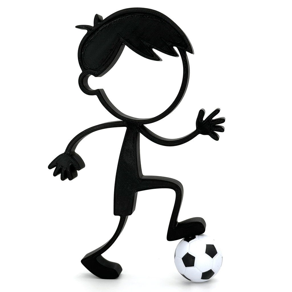 Stickyman Jongen Voetballer met voetbal op voetstuk - 3dbende