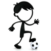 Stickyman Jongen Voetballer met voetbal op voetstuk - 3dbende