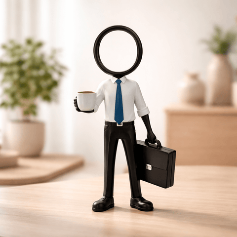 Stickyman Kantoormedewerker met Koffie en Aktetas