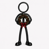 Stickyman met kerstkrans en rode strik op witte achtergrond