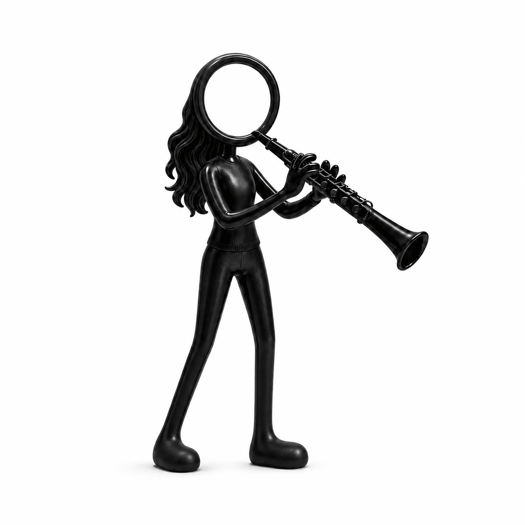 Stickyman Klarinettiste – Vrouwelijke Klarinetspeler Decoratie - 3dbende