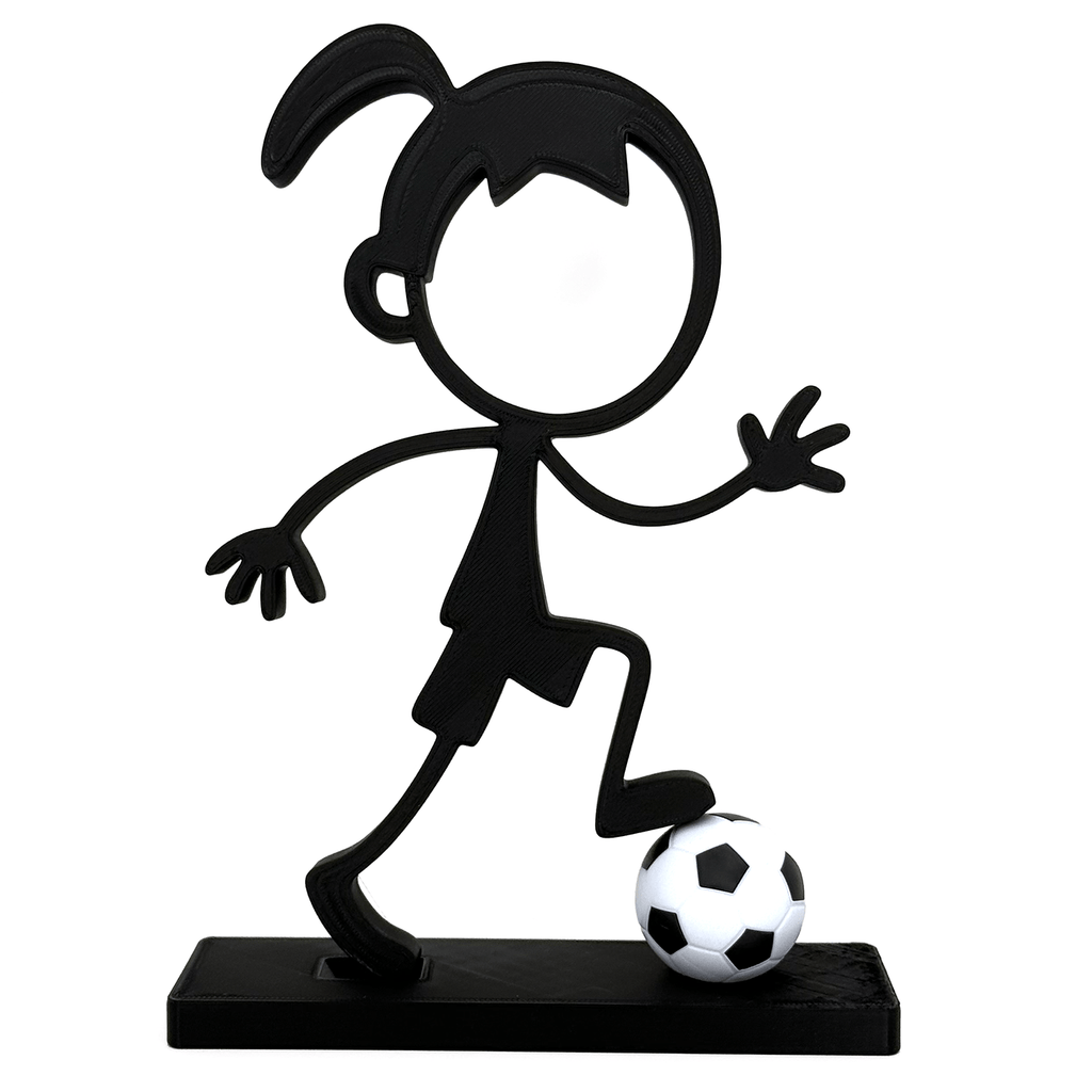 Stickyman Meisje Voetbalster met voetbal op voetstuk - 3dbende