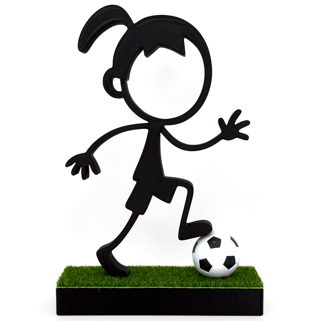 Stickyman Meisje Voetbalster met voetbal op voetstuk - 3dbende