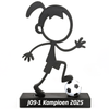 Stickyman Meisje Voetbalster met voetbal op voetstuk - 3dbende