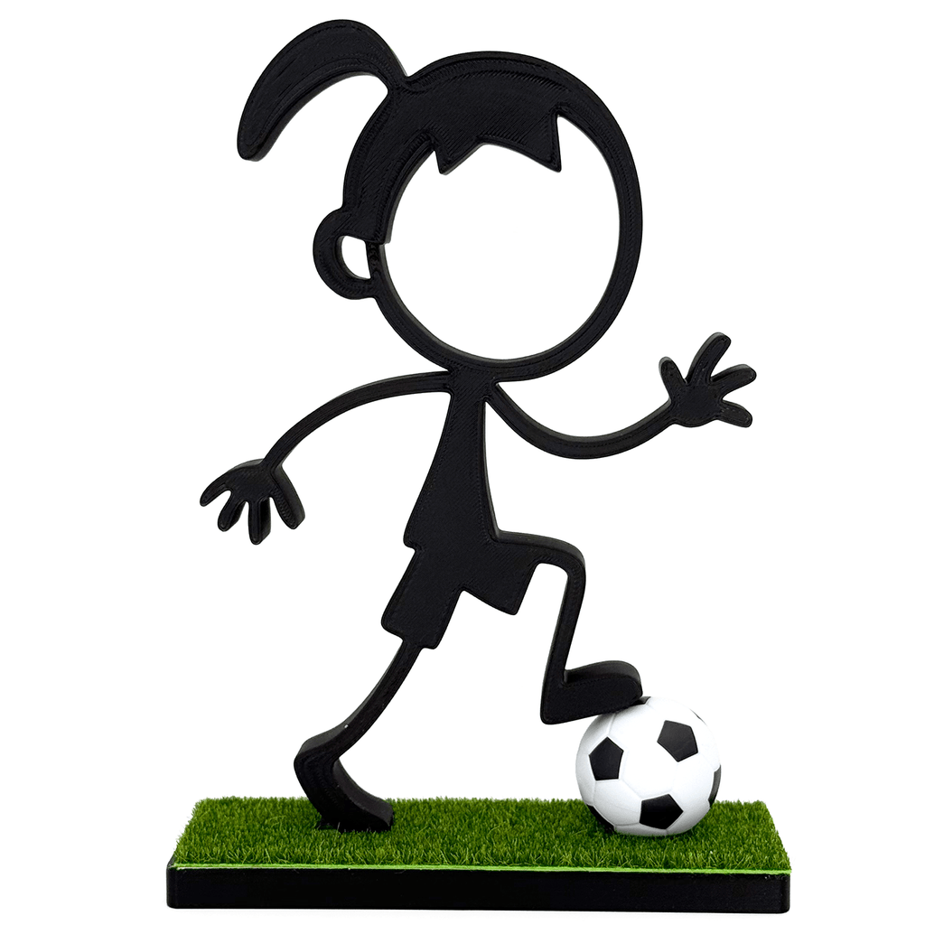 Stickyman Meisje Voetbalster met voetbal op voetstuk - 3dbende