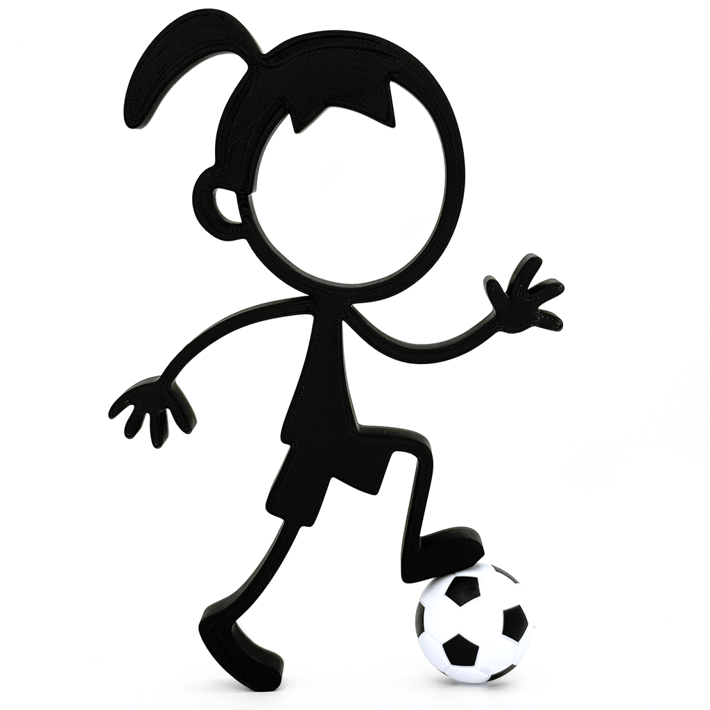 Stickyman Meisje Voetbalster met voetbal op voetstuk - 3dbende