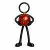 Stickyman met grote rood-gouden kerstbal op witte achtergrond