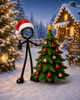 Stickyman met Kerstboom - 3dbende