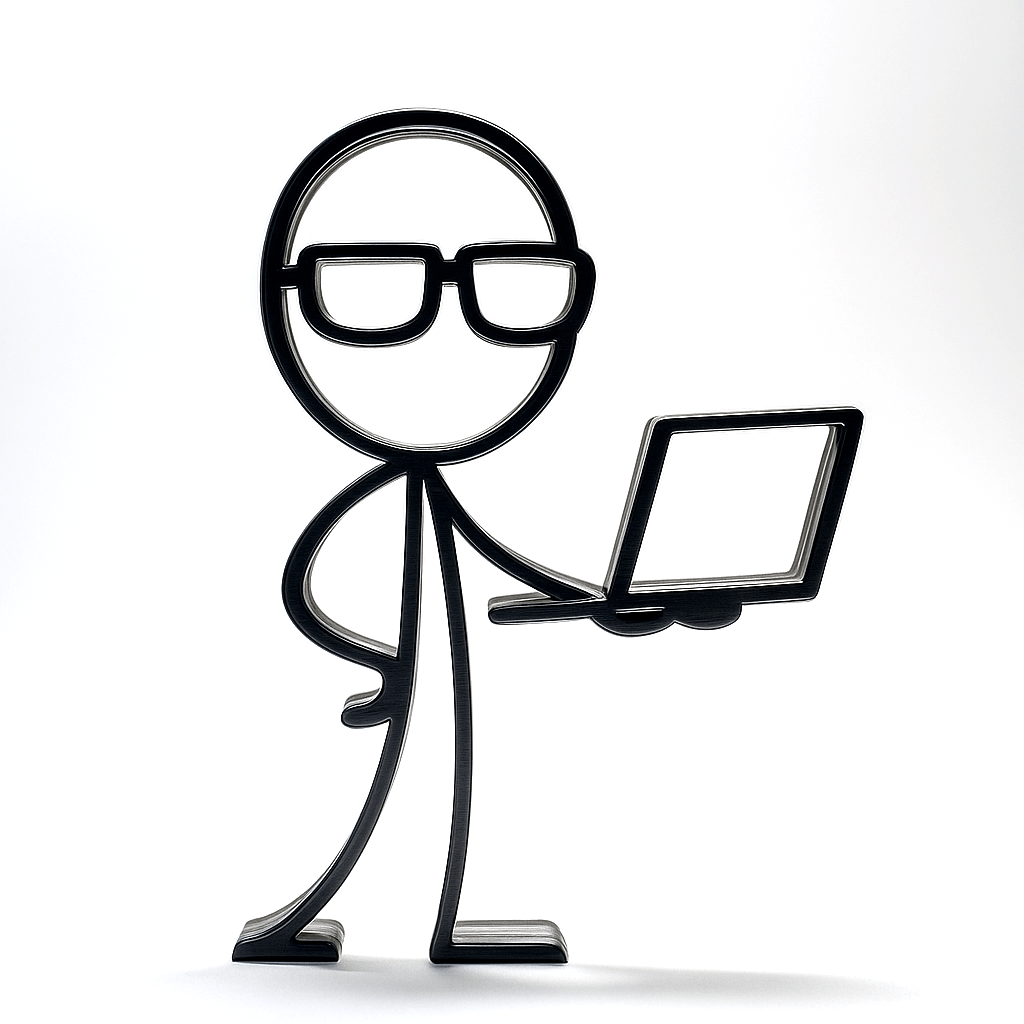 Stickyman met Laptop - 3dbende