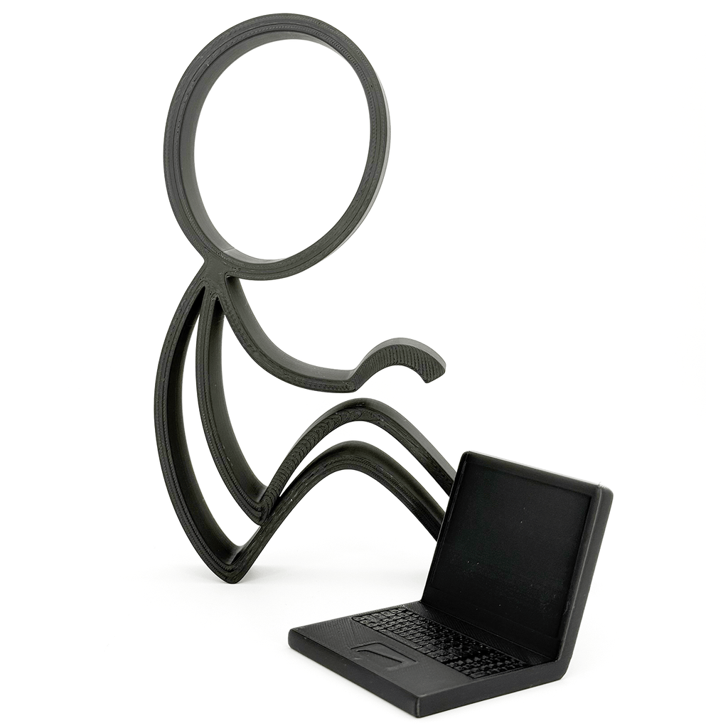 Stickyman met Laptop – Cadeau voor Thuiswerkers & Studenten - 3dbende