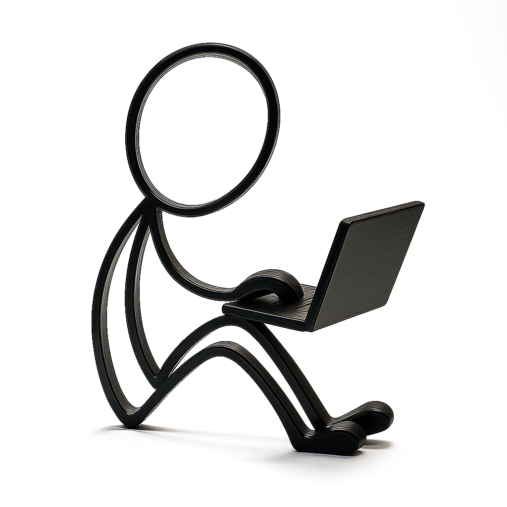 Stickyman met Laptop – Cadeau voor Thuiswerkers & Studenten - 3dbende