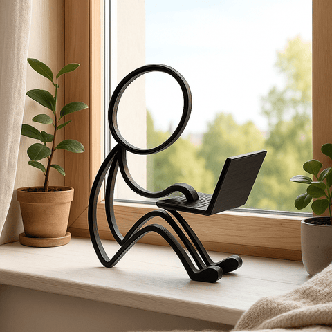 Stickyman met Laptop – Cadeau voor Thuiswerkers & Studenten