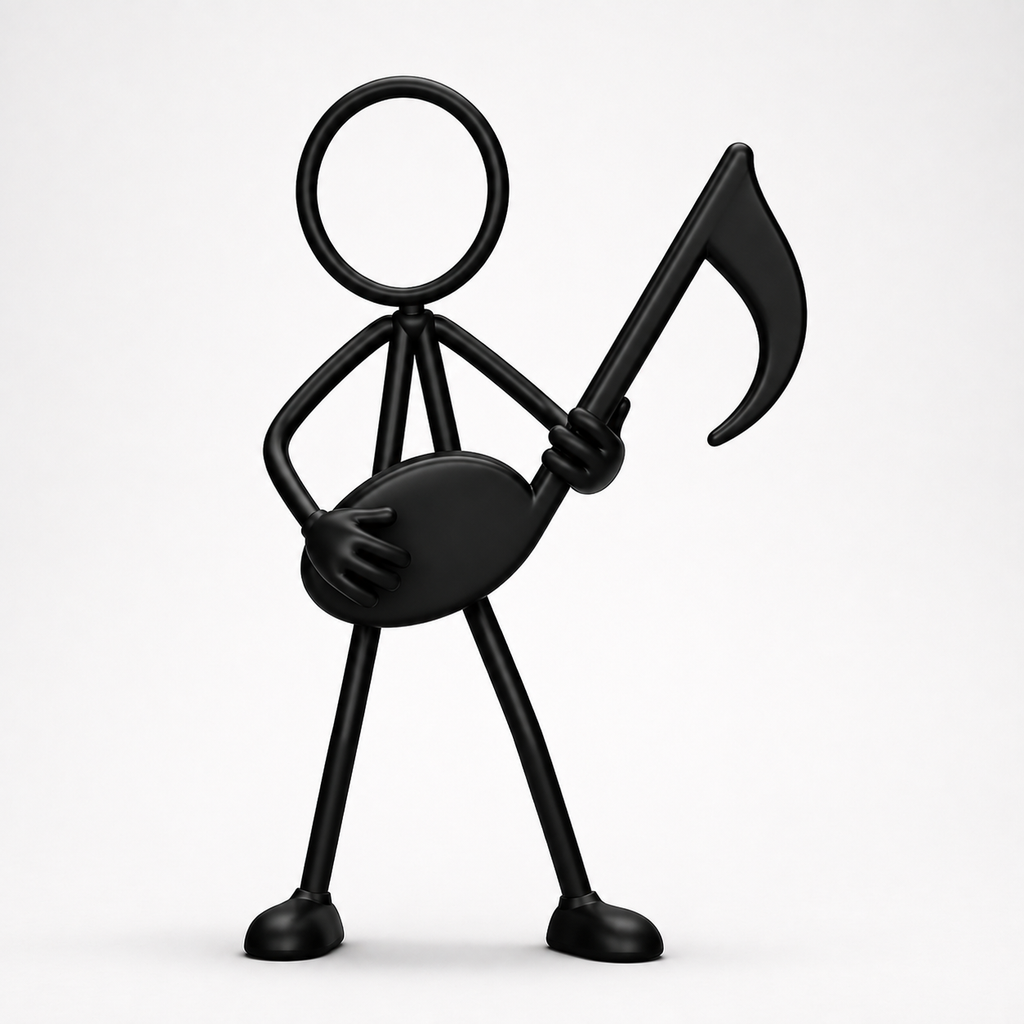 Stickyman Muziek van 30 cm als minimalistische muziekdecoratie