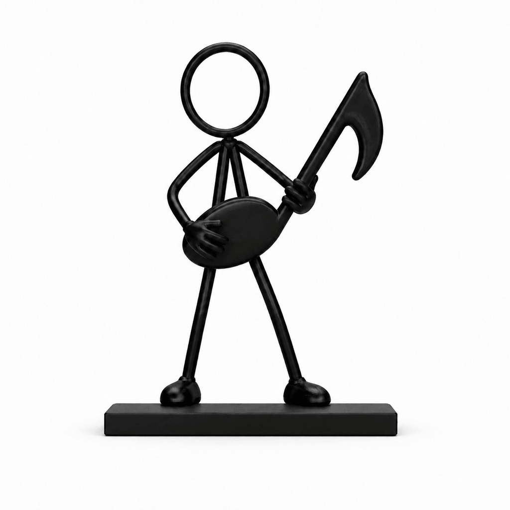 Stickyman Muziek zwart met rechthoekig voetstuk van 1 cm hoog