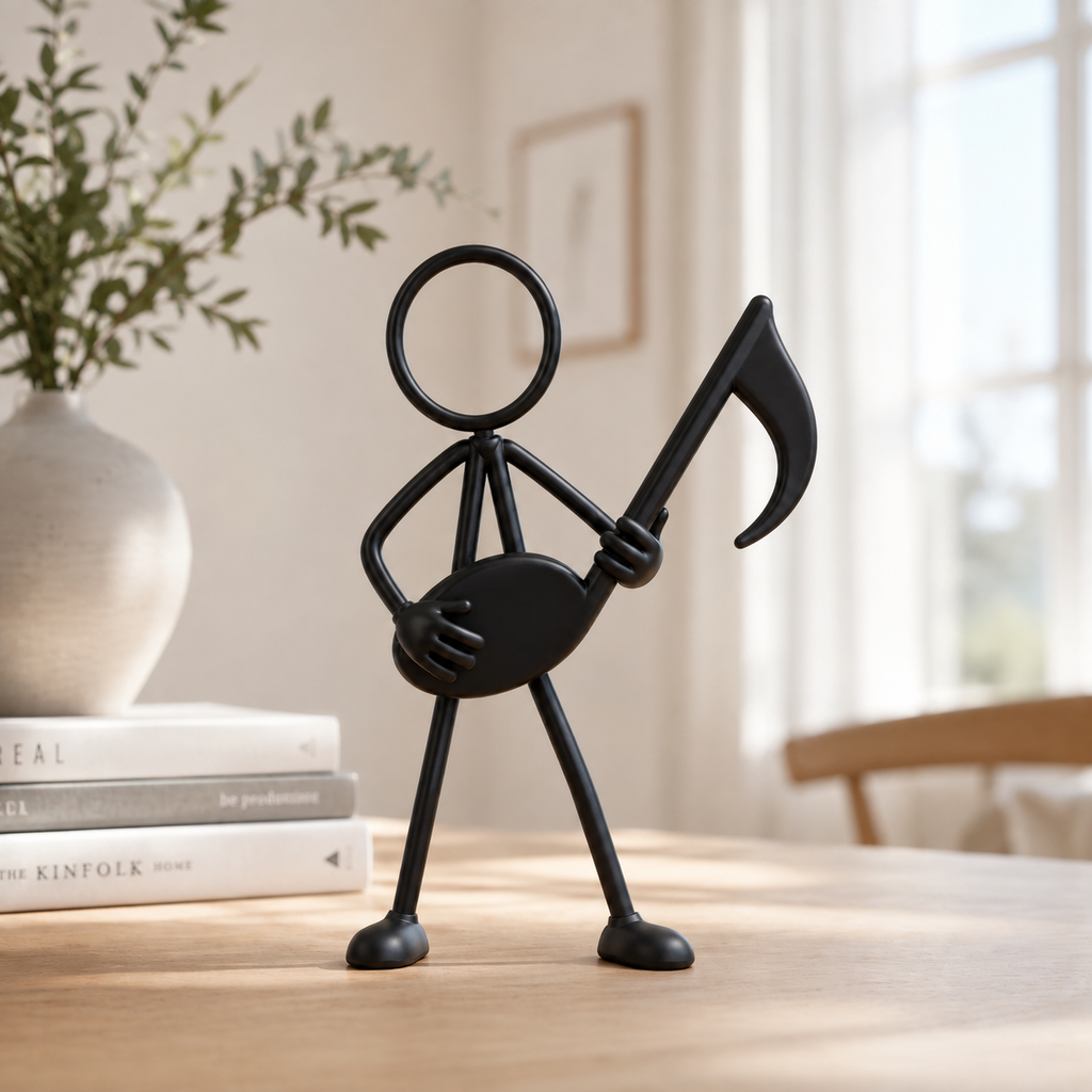 Stickyman Muziek als minimalistische decoratie voor een muziekliefhebber
