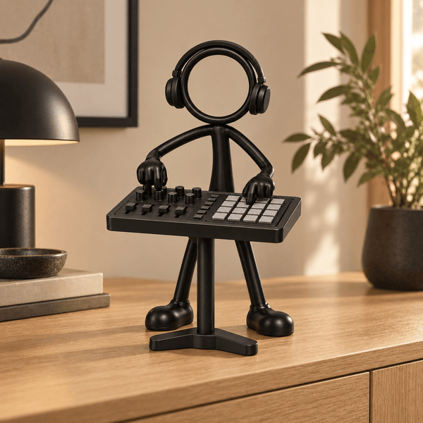 Stickyman muziekproducer in warm interieur