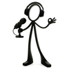 Stickyman Podcaster met koptelefoon en microfoon - 3dbende