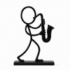 Zwarte Stickyman Saxofonist met rechthoekig voetstuk van 1 cm