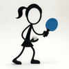 Stickyman Tafeltennis Speler / Speelster - 3dbende