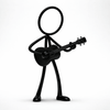 Stickyman Ukelele Decoratie – Muzikale Minimalistische 3D - Decoratie - 3dbende