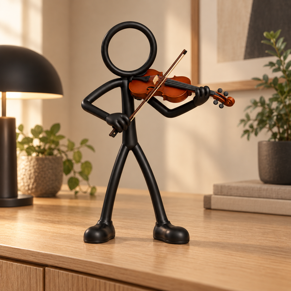 Stickyman violist in warm interieur