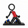 Full-colour Stickyman voetballer knieschuiver van 15 cm met 1 cm voetstuk