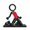 Full-colour Stickyman voetballer knieschuiver van 15 cm met 1 cm voetstuk