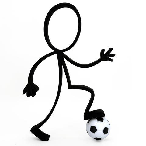 Stickyman Voetballer met voetbal op voetstuk