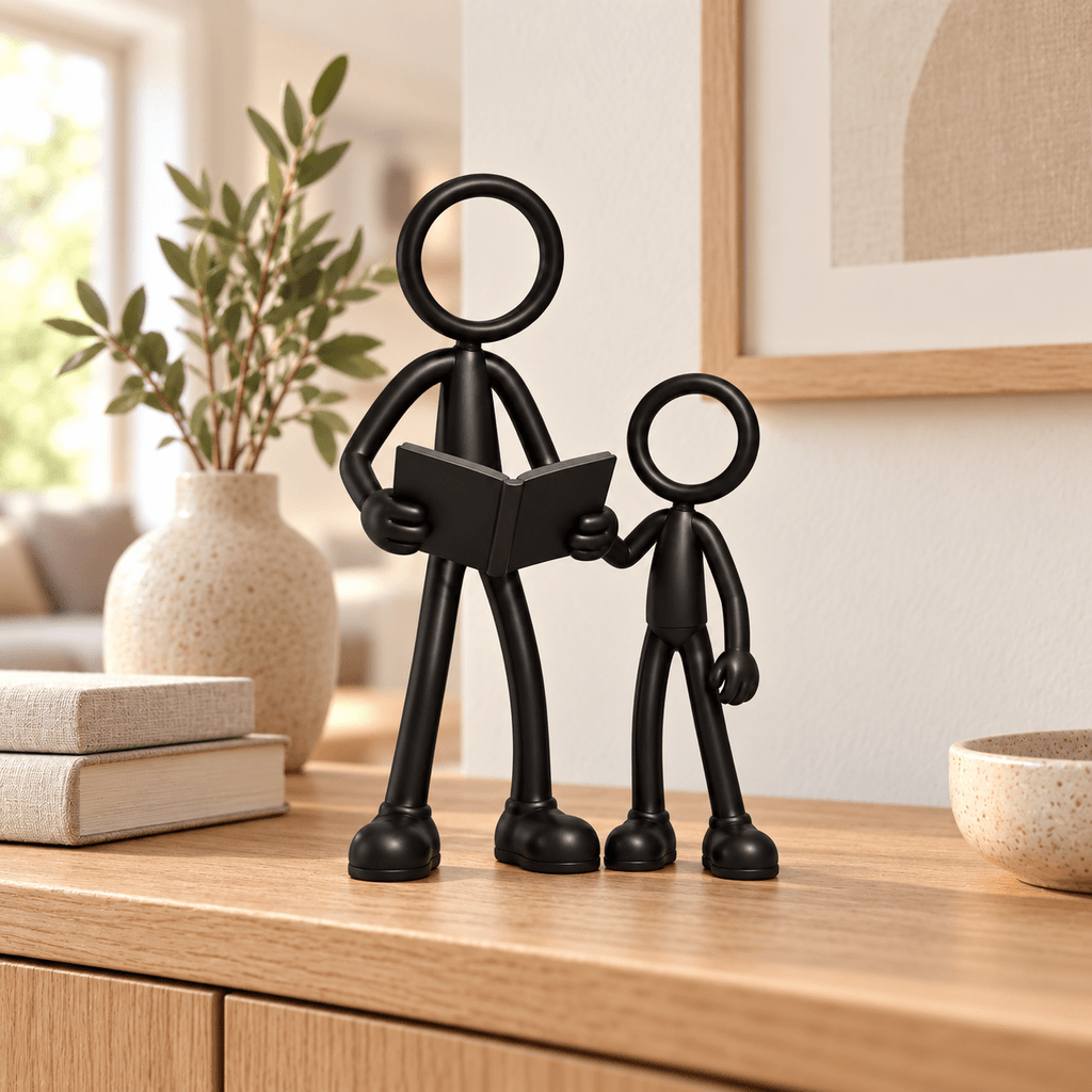 Stickyman Voorleesopa met kleinkind in een warm interieur