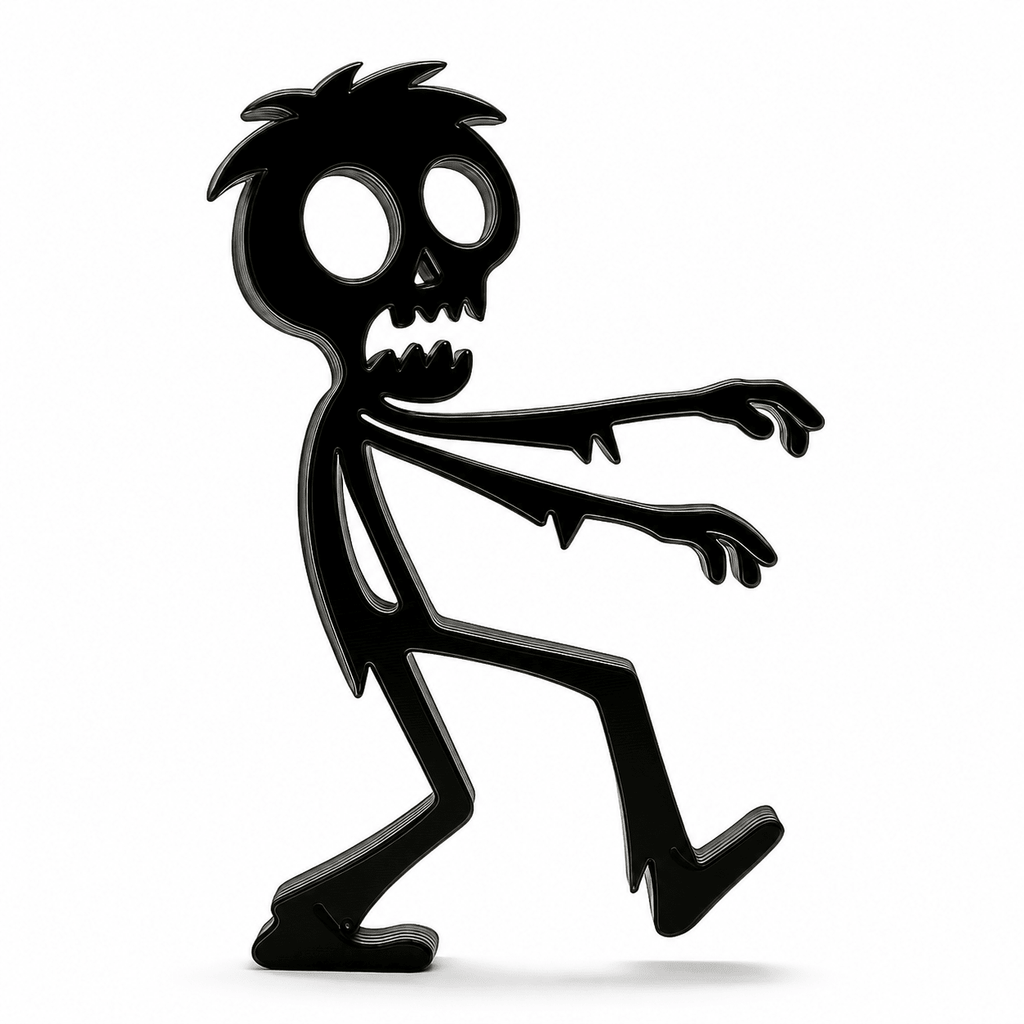 Zwarte Stickyman zombie Halloween decoratie op witte achtergrond