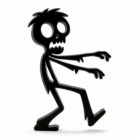 Zwarte Stickyman zombie Halloween decoratie op witte achtergrond