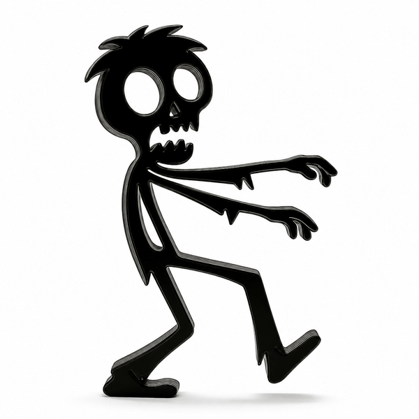 Zwarte Stickyman zombie Halloween decoratie op witte achtergrond