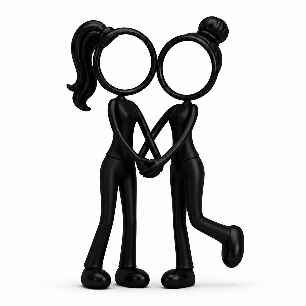 Stickyman decoratie van twee vriendinnen die hand in hand staan