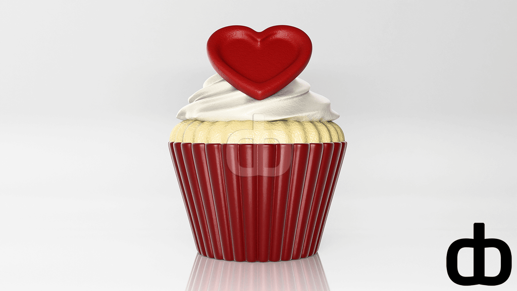 Valentijn cupcake met gepersonaliseerde hart - 3dbende