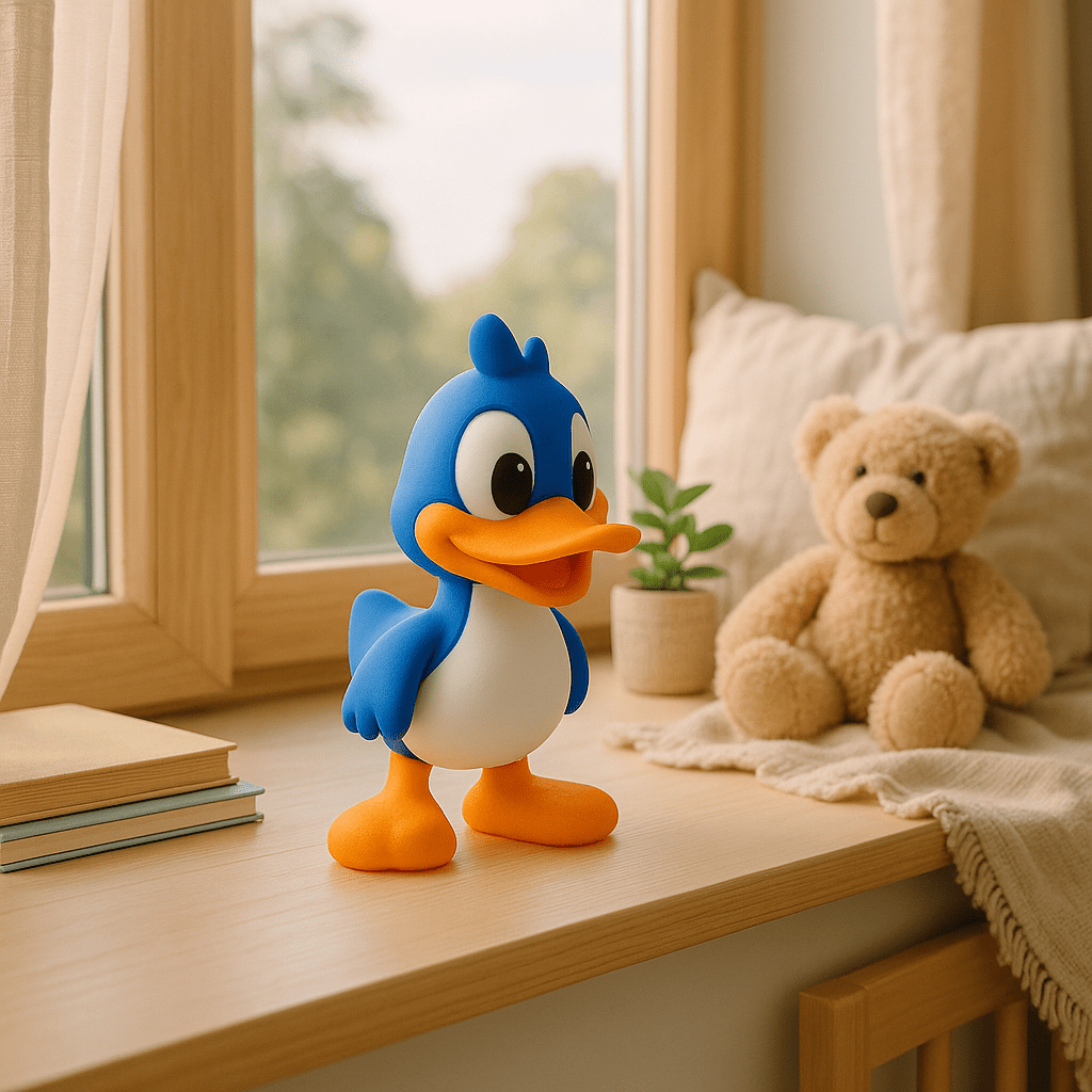 Vrolijke 3D - geprinte eend miniatuur - 3dbende